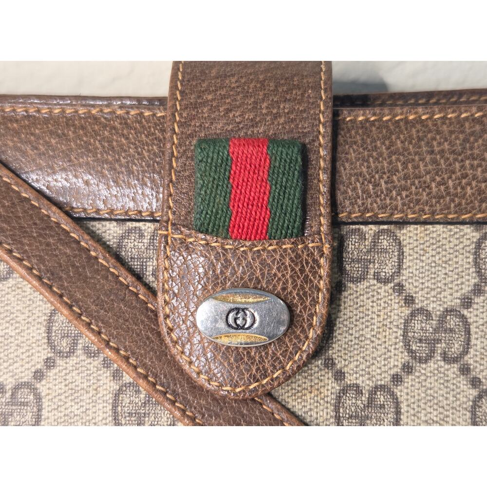 Gucci GG Supreme Web Stripe Crossbody Messenger Bag Ophidia Vintage Leather Trim - Picture 3 of 15